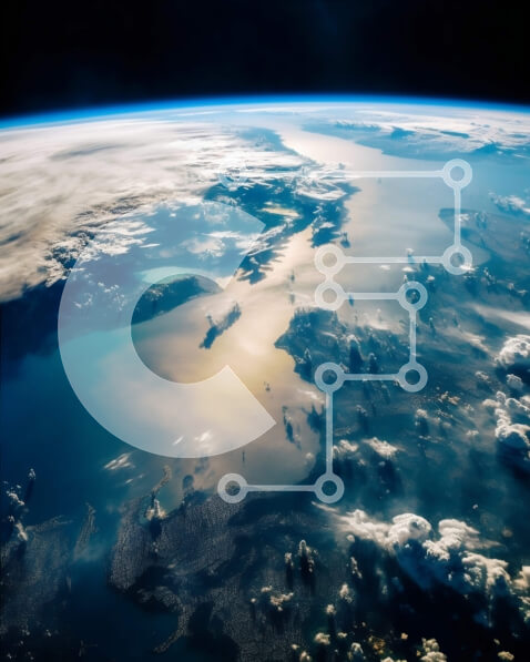 Intra Συλλεκτικό Ξύλινο Παζλ Plywood  4mm - Εκπληκτική θέα της Γης από το Διάστημα με ορατούς ηπείρους και ωκεανούς Σε Ξύλινο Κουτί - Διαστάσεις: 10x10 cm – 25 κομμάτια