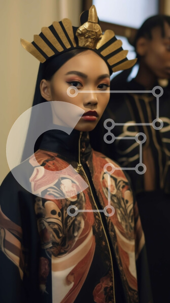 Intra Συλλεκτικό Ξύλινο Παζλ Plywood  4mm - Εκπληκτικό μοντέλο σε μαύρο και χρυσό φόρεμα και κεφαλή Σε Ξύλινο Κουτί - Διαστάσεις Puzzle: 10x10 cm – 25 κομμάτια