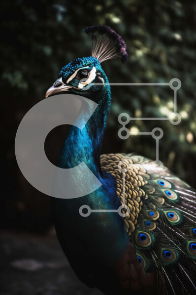 Σετ των 2 Intra Συλλεκτικό Ξύλινο Παζλ Plywood  4mm - Όμορφη εικόνα του κεφαλιού ενός παγωνιού με φωτεινά μπλε φτερά Σε Ξύλινο Κουτί - Διαστάσεις: 10x10 cm – 25 κομμάτια