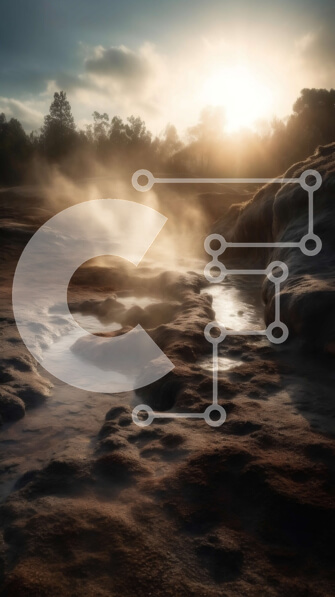 Σετ των 2 Intra Συλλεκτικό Ξύλινο Παζλ Plywood  4mm - Σαγηνευτική εικόνα μιας θερμής πηγής σε βραχώδες έδαφος Σε Ξύλινο Κουτί - Διαστάσεις: 10x10 cm – 25 κομμάτια