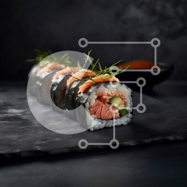 Σετ των 2 Intra Συλλεκτικό Ξύλινο Παζλ Plywood  4mm - Απολαύστε ένα γευστικό ρολό σούσι με σολομό και αγγούρι Σε Ξύλινο Κουτί - Διαστάσεις: 10x10 cm – 25 κομμάτια