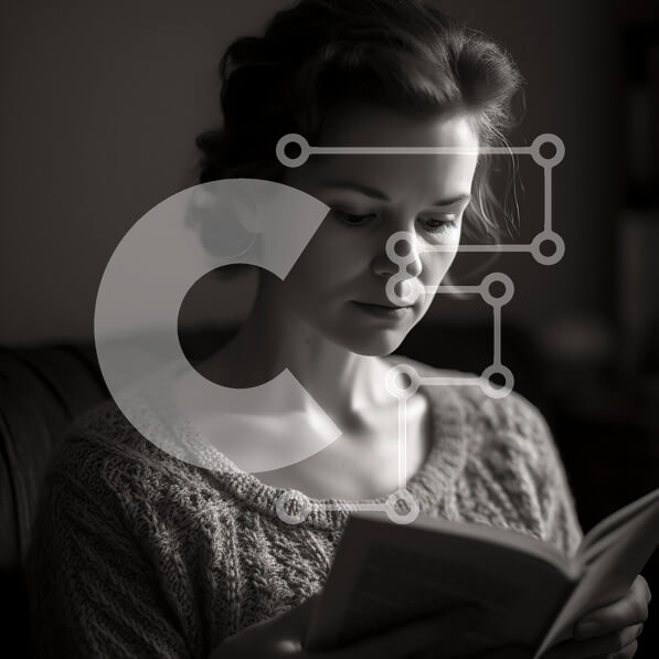 Intra Συλλεκτικό Ξύλινο Παζλ Plywood  4mm - Χαλαρωτική στιγμή: Γυναίκα κάθεται στον καναπέ και διαβάζει ένα βιβλίο Σε Ξύλινο Κουτί - Διαστάσεις Puzzle: 10x10 cm – 25 κομμάτια