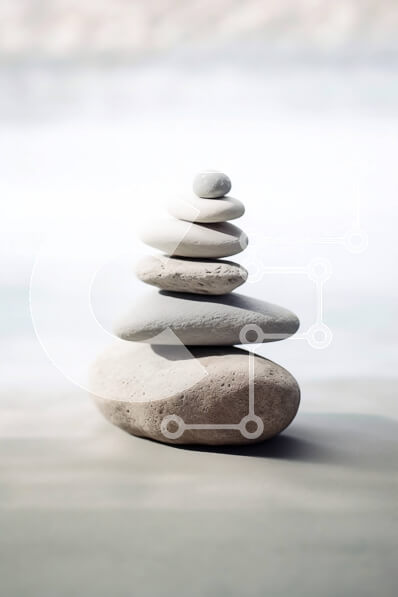 Σετ των 2 Intra Συλλεκτικό Ξύλινο Παζλ Plywood  4mm - Γαλήνια εικόνα μιας στοίβας από πέτρες σε μια παραλία με κύματα στο φόντο Σε Ξύλινο Κουτί - Διαστάσεις: 10x10 cm – 25 κομμάτια