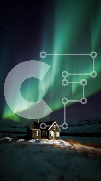 Σετ των 2 Intra Συλλεκτικό Ξύλινο Παζλ Plywood  4mm - Όμορφη εικόνα μιας ζεστής καμπίνας στο δάσος κάτω από μια πράσινη σέλας Borealis Σε Ξύλινο Κουτί - Διαστάσεις: 10x10 cm – 25 κομμάτια