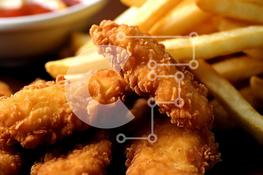 Σετ των 2 Intra Συλλεκτικό Ξύλινο Παζλ Plywood  4mm - Νόστιμες τηγανητές κοτομπουκιές με πατάτες και κέτσαπ Σε Ξύλινο Κουτί - Διαστάσεις: 10x10 cm – 25 κομμάτια