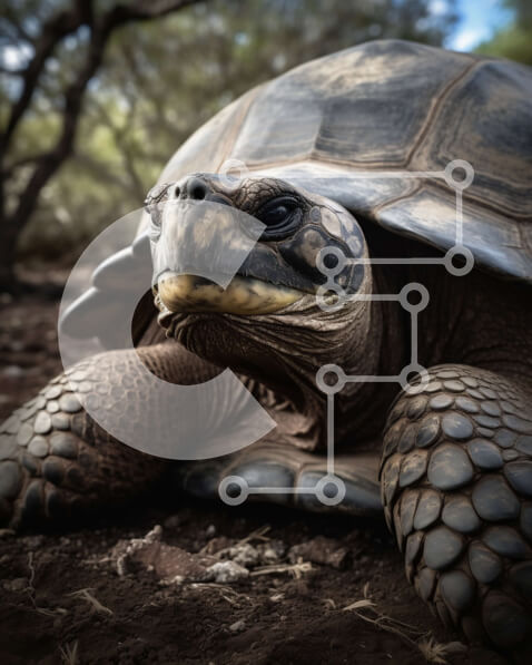 Σετ των 2 Intra Συλλεκτικό Ξύλινο Παζλ Plywood  4mm - Όμορφη εικόνα μιας χελώνας των Γκαλαπάγκος με το κεφάλι γερμένο Σε Ξύλινο Κουτί - Διαστάσεις: 10x10 cm – 25 κομμάτια