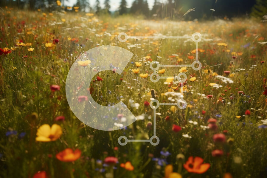 Intra Συλλεκτικό Ξύλινο Παζλ Plywood  4mm - Όμορφη εικόνα του αγρού με αγριολούλουδα στο δάσος Σε Ξύλινο Κουτί - Διαστάσεις: 10x10 cm – 25 κομμάτια