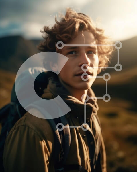 Intra Συλλεκτικό Ξύλινο Παζλ Plywood  4mm - Εκπληκτική εικόνα ενός νεαρού άνδρα σε ένα ορεινό τοπίο στο ηλιοβασίλεμα Σε Ξύλινο Κουτί - Διαστάσεις: 10x10 cm – 25 κομμάτια