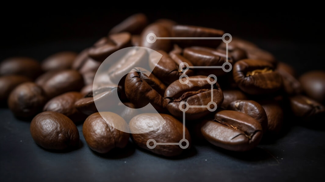 Σετ των 2 Intra Συλλεκτικό Ξύλινο Παζλ Plywood  4mm - Κοντινή εικόνα με σκούρο καφέ κόκκους καφέ σε μαύρη επιφάνεια Σε Ξύλινο Κουτί - Διαστάσεις: 10x10 cm – 25 κομμάτια