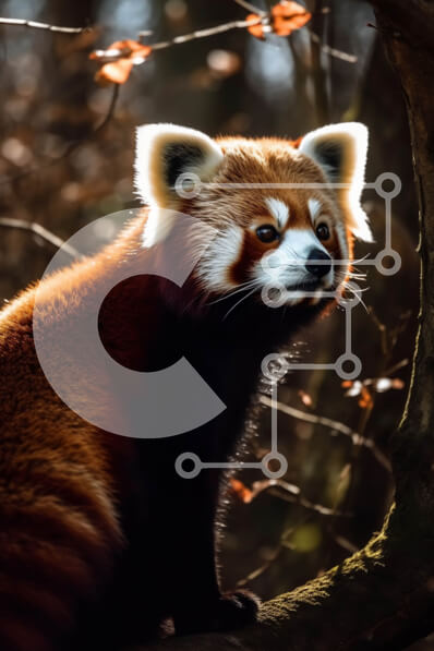 Σετ των 2 Intra Συλλεκτικό Ξύλινο Παζλ Plywood  4mm - Χαριτωμένη εικόνα ενός κόκκινου πάντα στο φυσικό του περιβάλλον Σε Ξύλινο Κουτί - Διαστάσεις: 10x10 cm – 25 κομμάτια