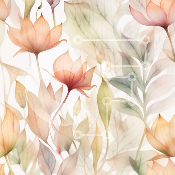 Intra Συλλεκτικό Ξύλινο Παζλ Plywood  4mm - Όμορφο λουλουδάτο μοτίβο ακουαρέλας σε λευκό φόντο Σε Ξύλινο Κουτί - Διαστάσεις: 10x10 cm – 25 κομμάτια