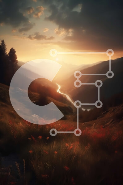 Σετ των 2 Intra Συλλεκτικό Ξύλινο Παζλ Plywood  4mm - Εκπληκτικό ηλιοβασίλεμα πάνω από μια οροσειρά με ένα ποτάμι στην κοιλάδα Σε Ξύλινο Κουτί - Διαστάσεις: 10x10 cm – 25 κομμάτια