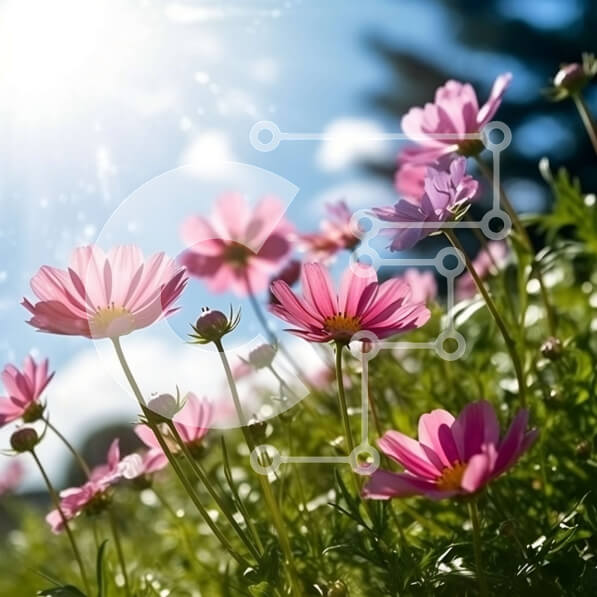 Intra Συλλεκτικό Ξύλινο Παζλ Plywood  4mm - Εκπληκτική εικόνα ενός χωραφιού με ροζ λουλούδια στο φως του ήλιου Σε Ξύλινο Κουτί - Διαστάσεις: 10x10 cm – 25 κομμάτια