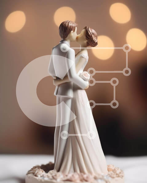 Intra Συλλεκτικό Ξύλινο Παζλ Plywood  4mm - Πορσελάνινο ειδώλιο για γαμήλια τούρτα για νύφη και γαμπρό Σε Ξύλινο Κουτί - Διαστάσεις: 10x10 cm – 25 κομμάτια