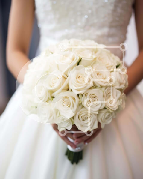 Intra Συλλεκτικό Ξύλινο Παζλ Plywood  4mm - Κομψή γυναίκα με μπουκέτο με λευκά τριαντάφυλλα Σε Ξύλινο Κουτί - Διαστάσεις Puzzle: 10x10 cm – 25 κομμάτια