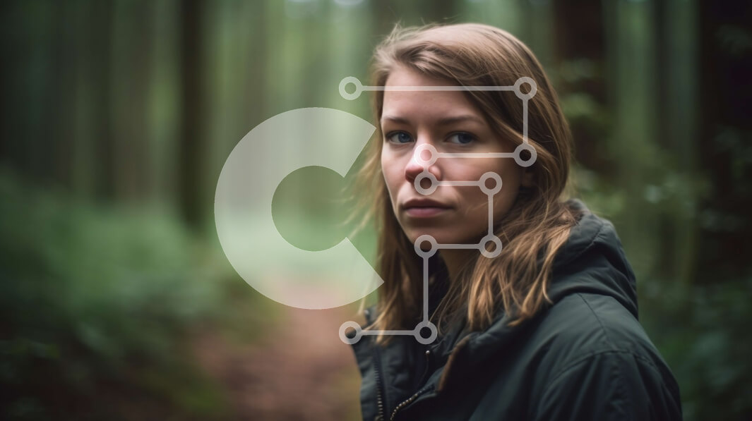 Intra Συλλεκτικό Ξύλινο Παζλ Plywood  4mm - Εκπληκτική φωτογραφία μιας γυναίκας με μαύρο σακάκι που κοιτάζει την απόσταση στο δάσος Σε Ξύλινο Κουτί - Διαστάσεις: 10x10 cm – 25 κομμάτια