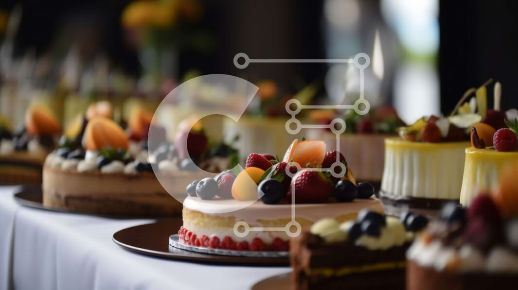 Σετ των 2 Intra Συλλεκτικό Ξύλινο Παζλ Plywood  4mm - Νόστιμη εικόνα με κέικ, τάρτες και αρτοσκευάσματα σε ένα τραπέζι Σε Ξύλινο Κουτί - Διαστάσεις: 10x10 cm – 25 κομμάτια