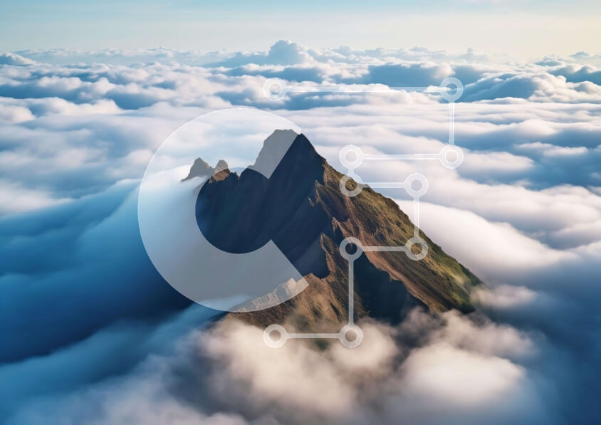 Intra Συλλεκτικό Ξύλινο Παζλ Plywood  4mm - Εναέρια άποψη του συννεφιασμένου βουνού Σε Ξύλινο Κουτί - Διαστάσεις: 10x10 cm – 25 κομμάτια