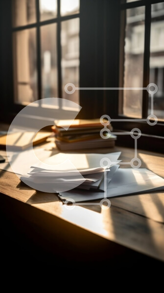 Intra Συλλεκτικό Ξύλινο Παζλ Plywood  4mm - Όμορφος χώρος εργασίας με το φως του ήλιου να μεταδίδεται μέσω του παραθύρου Σε Ξύλινο Κουτί - Διαστάσεις Puzzle: 10x10 cm – 25 κομμάτια