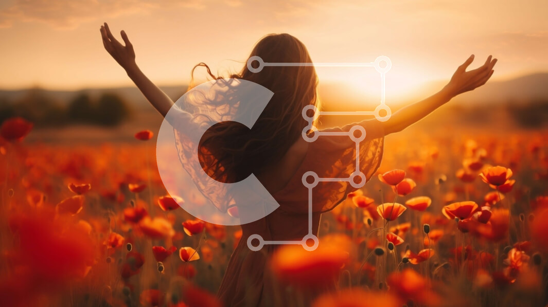 Intra Συλλεκτικό Ξύλινο Παζλ Plywood  4mm - Γυναίκα στο πεδίο με τις κόκκινες παπαρούνες στο ηλιοβασίλεμα Σε Ξύλινο Κουτί - Διαστάσεις: 10x10 cm – 25 κομμάτια