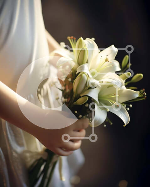 Intra Συλλεκτικό Ξύλινο Παζλ Plywood  4mm - Κούκλα που κρατά μπουκέτο με λευκά κρίνα Σε Ξύλινο Κουτί - Διαστάσεις: 10x10 cm – 25 κομμάτια