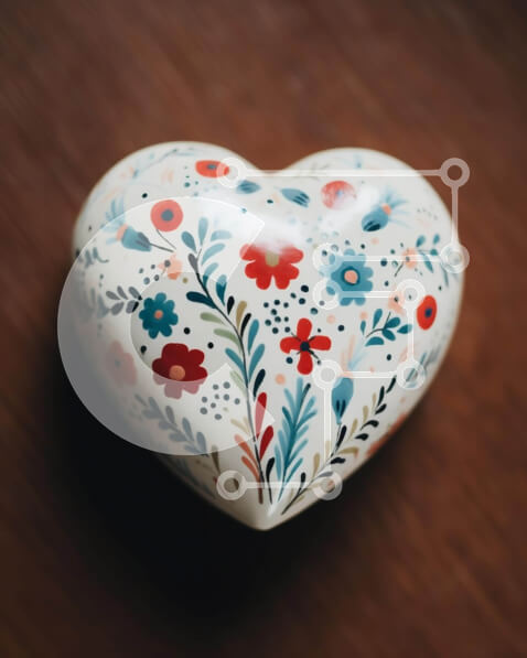 Intra Συλλεκτικό Ξύλινο Παζλ Plywood  4mm - Floral κουτί σε σχήμα καρδιάς για ειδικές περιστάσεις Σε Ξύλινο Κουτί - Διαστάσεις: 10x10 cm – 25 κομμάτια