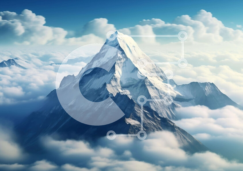 Intra Συλλεκτικό Ξύλινο Παζλ Plywood  4mm - Χιονισμένο βουνό με συννεφιασμένο καιρό με άτομο στην κορυφή Σε Ξύλινο Κουτί - Διαστάσεις: 10x10 cm – 25 κομμάτια