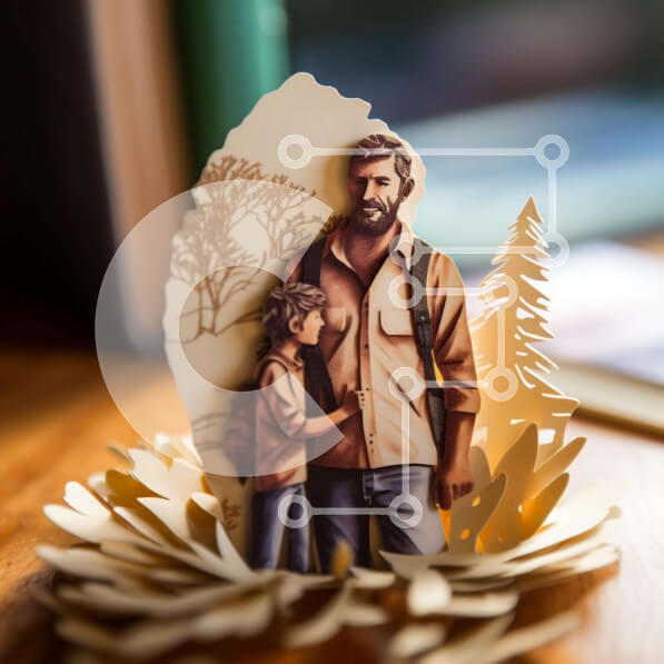 Intra Συλλεκτικό Ξύλινο Παζλ Plywood  4mm - Χαρτί αποκοπή δύο ατόμων που κρατούν τα χέρια με τα φύλλα Σε Ξύλινο Κουτί - Διαστάσεις Puzzle: 10x10 cm – 25 κομμάτια