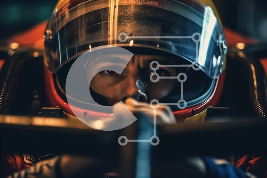 Intra Συλλεκτικό Ξύλινο Παζλ Plywood  4mm - Γεμάτη δράση εικόνα ενός οδηγού που φορά ένα αγωνιστικό κράνος και οδηγεί ένα αυτοκίνητο Σε Ξύλινο Κουτί - Διαστάσεις Puzzle: 10x10 cm – 25 κομμάτια