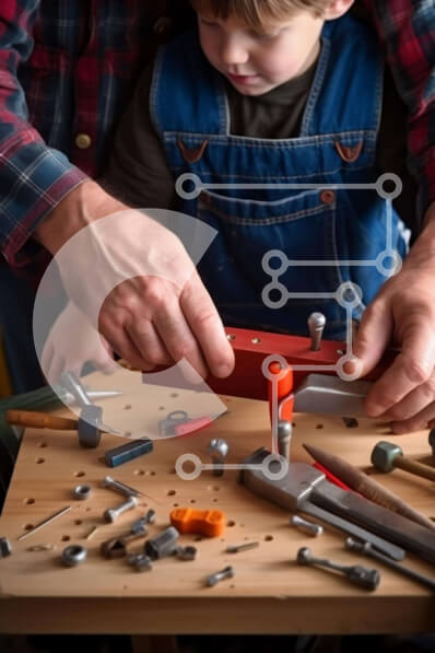 Intra Συλλεκτικό Ξύλινο Παζλ Plywood  4mm - Εργαστήριο Ενηλίκων και Παιδιού Συνεργασία με Εργαλεία Σε Ξύλινο Κουτί - Διαστάσεις Puzzle: 10x10 cm – 25 κομμάτια