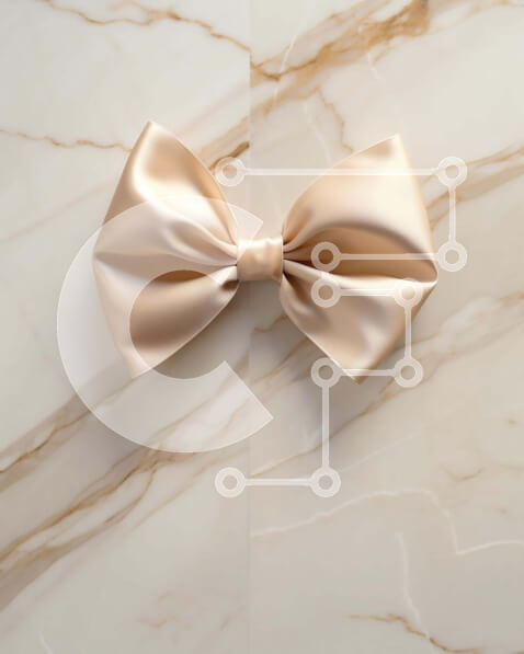 Intra Συλλεκτικό Ξύλινο Παζλ Plywood  4mm - Χρυσός φιόγκος σε κομψό μαρμάρινο φόντο για αξεσουάρ μόδας Σε Ξύλινο Κουτί - Διαστάσεις Puzzle: 10x10 cm – 25 κομμάτια