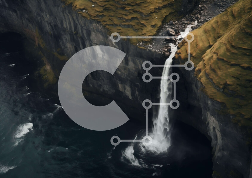 Intra Συλλεκτικό Ξύλινο Παζλ Plywood  4mm - Εναέρια άποψη του καταρράκτη στον ωκεανό Σε Ξύλινο Κουτί - Διαστάσεις: 10x10 cm – 25 κομμάτια