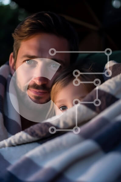 Intra Συλλεκτικό Ξύλινο Παζλ Plywood  4mm - Πατέρας και κόρη Ποιοτικός χρόνος τυλιγμένος σε κουβέρτες Σε Ξύλινο Κουτί - Διαστάσεις Puzzle: 10x10 cm – 25 κομμάτια