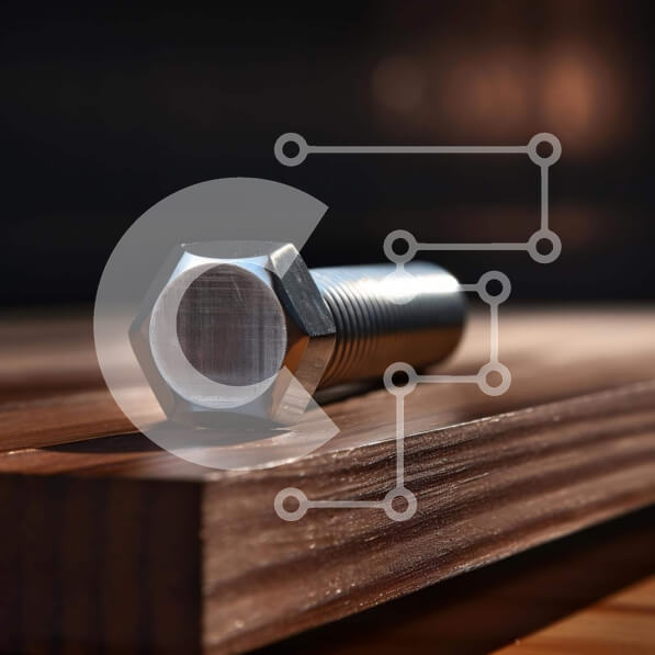 Intra Συλλεκτικό Ξύλινο Παζλ Plywood  4mm - Μεταλλικό εξάγωνο παξιμάδι σε ημιτελή ξύλινη επιφάνεια Σε Ξύλινο Κουτί - Διαστάσεις: 10x10 cm – 25 κομμάτια