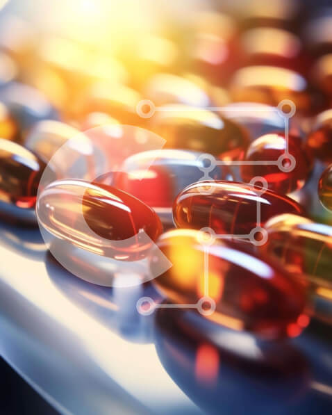 Intra Συλλεκτικό Ξύλινο Παζλ Plywood  4mm - Πολύχρωμες κάψουλες χαπιών για διάφορες ανάγκες υγείας Σε Ξύλινο Κουτί - Διαστάσεις Puzzle: 10x10 cm – 25 κομμάτια