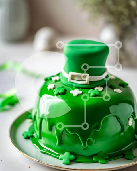 Intra Συλλεκτικό Ξύλινο Παζλ Plywood  4mm - Τούρτα με θέμα την Ημέρα του Αγίου Πατρικίου με καπέλα καλλικάτζα και φύλλα τριφυλλιού Σε Ξύλινο Κουτί - Διαστάσεις: 10x10 cm – 25 κομμάτια