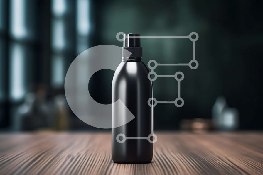 Intra Συλλεκτικό Ξύλινο Παζλ Plywood  4mm - Μαύρο μπουκάλι σπρέι σε ξύλινο τραπέζι με θέα στην πόλη τη νύχτα Σε Ξύλινο Κουτί - Διαστάσεις: 10x10 cm – 25 κομμάτια