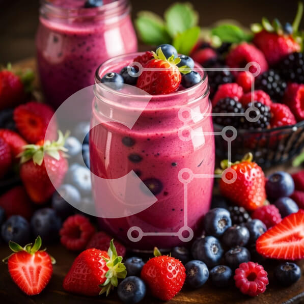 Σετ των 2 Intra Συλλεκτικό Ξύλινο Παζλ Plywood  4mm - Δροσιστικό Pink Smoothie με φρέσκα μούρα και βατόμουρα Σε Ξύλινο Κουτί - Διαστάσεις: 10x10 cm – 25 κομμάτια