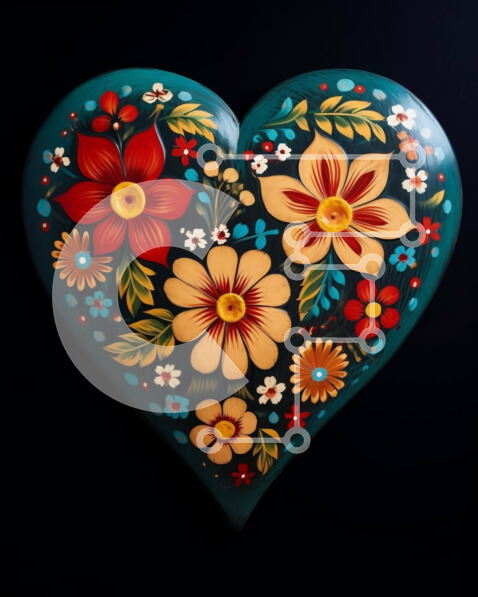 Intra Συλλεκτικό Ξύλινο Παζλ Plywood  4mm - Πολύχρωμο floral αντικείμενο σε σχήμα καρδιάς Σε Ξύλινο Κουτί - Διαστάσεις: 10x10 cm – 25 κομμάτια