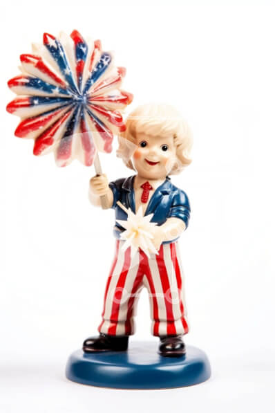 Intra Συλλεκτικό Ξύλινο Παζλ Plywood  4mm - Πατριωτικό ειδώλιο 4ης ​​Ιουλίου με πυροτεχνήματα Σε Ξύλινο Κουτί - Διαστάσεις: 10x10 cm – 25 κομμάτια