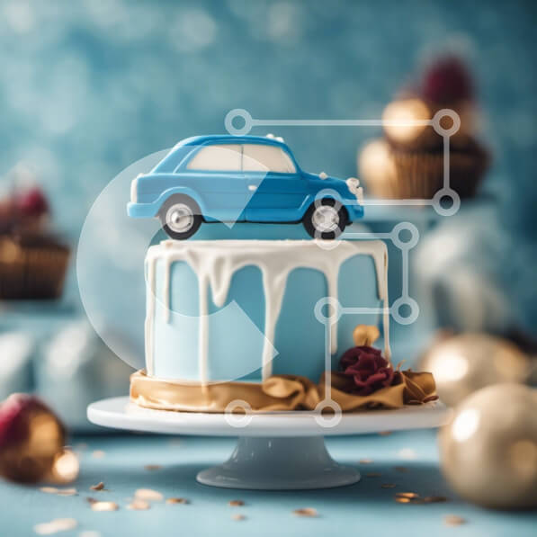 Σετ των 2 Intra Συλλεκτικό Ξύλινο Παζλ Plywood  4mm - Μπλε κέικ αυτοκινήτου με γλάσο και cupcakes Σε Ξύλινο Κουτί - Διαστάσεις: 10x10 cm – 25 κομμάτια