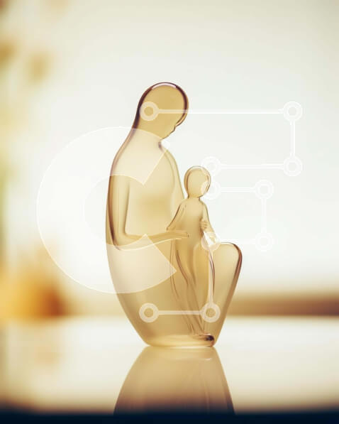 Intra Συλλεκτικό Ξύλινο Παζλ Plywood  4mm - Καθαρό ειδώλιο μητέρας και παιδιού σε θρησκευτικό συμβολισμό Σε Ξύλινο Κουτί - Διαστάσεις Puzzle: 10x10 cm – 25 κομμάτια