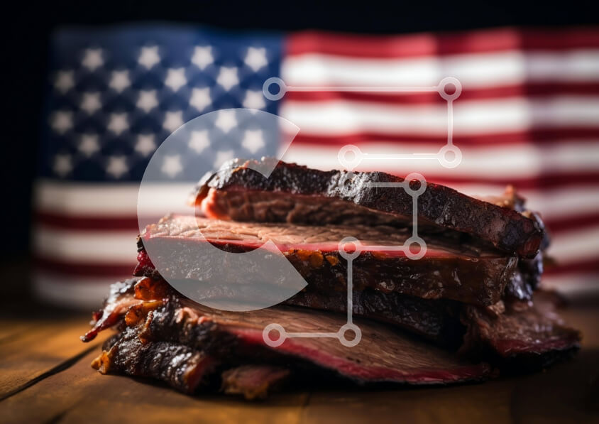 Σετ των 2 Intra Συλλεκτικό Ξύλινο Παζλ Plywood  4mm - American Barbecue Ribs με θέμα 4 Ιουλίου Σε Ξύλινο Κουτί - Διαστάσεις: 10x10 cm – 25 κομμάτια