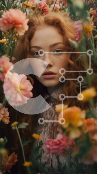 Intra Συλλεκτικό Ξύλινο Παζλ Plywood  4mm - Όμορφο πορτρέτο μιας νεαρής γυναίκας με λουλουδάτο στέμμα και μπουκέτο λουλούδια Σε Ξύλινο Κουτί - Διαστάσεις Puzzle: 10x10 cm – 25 κομμάτια