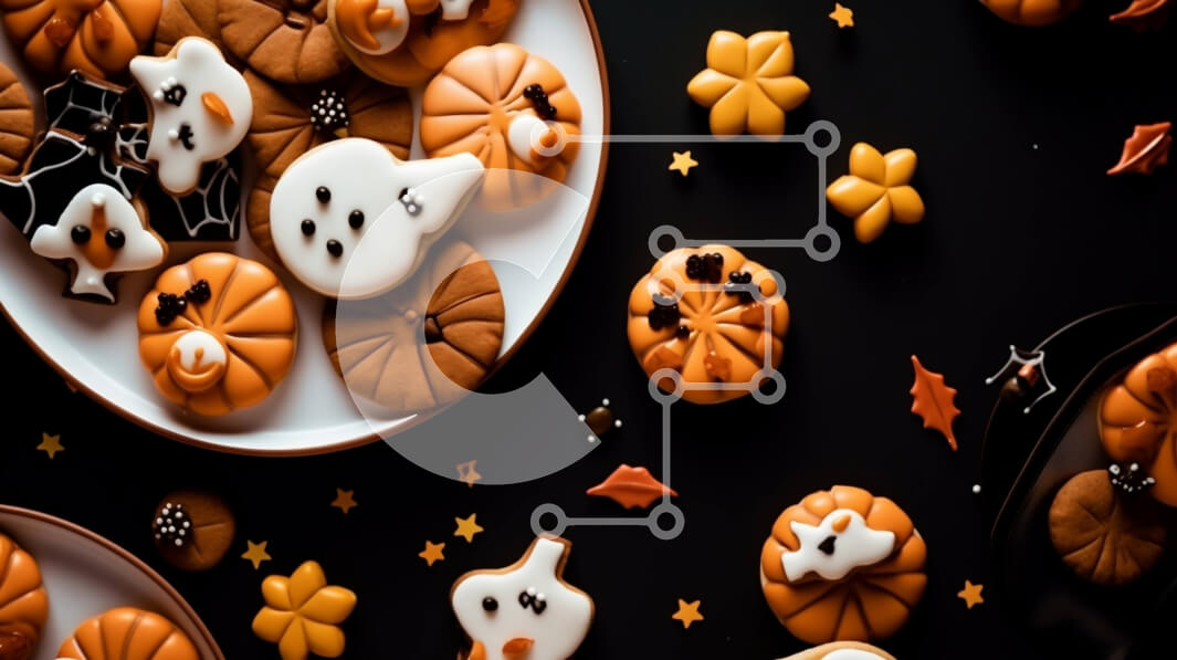 Σετ των 2 Intra Συλλεκτικό Ξύλινο Παζλ Plywood  4mm - Μπισκότα με θέμα το Halloween σε μαύρο φόντο Σε Ξύλινο Κουτί - Διαστάσεις: 10x10 cm – 25 κομμάτια