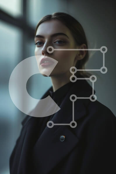 Intra Συλλεκτικό Ξύλινο Παζλ Plywood  4mm - Μόδα πορτρέτο νεαρής γυναίκας με μαύρα ρούχα που ποζάρει μπροστά από το ανοιχτό παράθυρο Σε Ξύλινο Κουτί - Διαστάσεις Puzzle: 10x10 cm – 25 κομμάτια