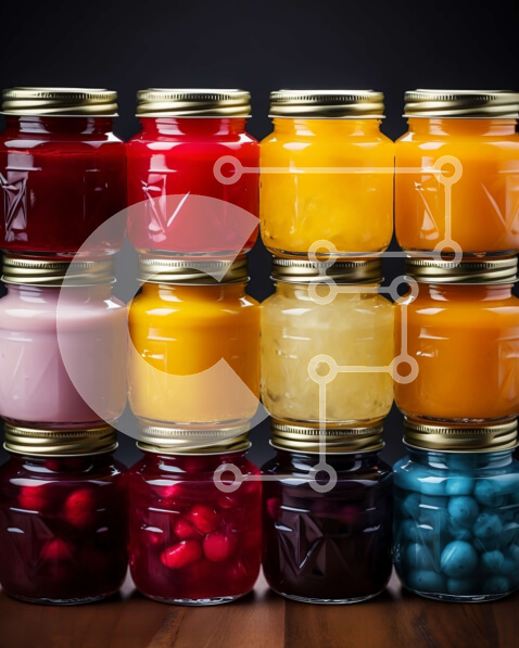 Σετ των 2 Intra Συλλεκτικό Ξύλινο Παζλ Plywood  4mm - Πολύχρωμη συλλογή από κονσέρβες σε βάζα: μαρμελάδες, ζελέ και μαρμελάδες Σε Ξύλινο Κουτί - Διαστάσεις: 10x10 cm – 25 κομμάτια