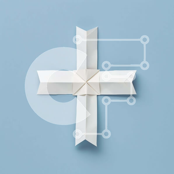 Intra Συλλεκτικό Ξύλινο Παζλ Plywood  4mm - Σταυρός Origami σε μπλε φόντο Σε Ξύλινο Κουτί - Διαστάσεις Puzzle: 10x10 cm – 25 κομμάτια