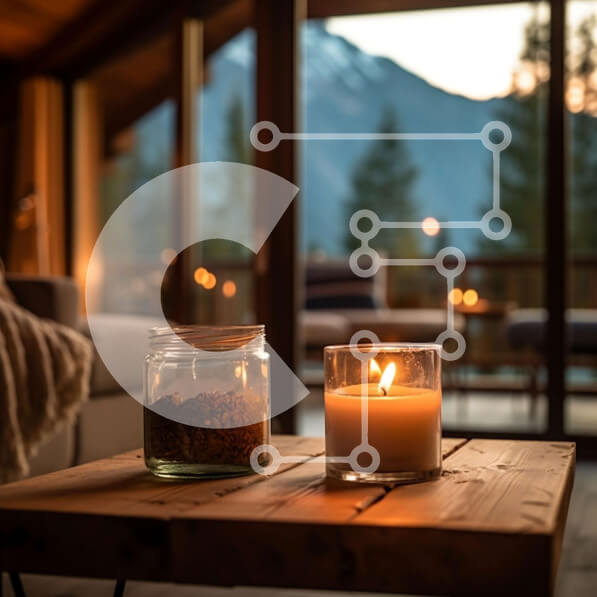 Intra Συλλεκτικό Ξύλινο Παζλ Plywood  4mm - Ζεστό και άνετο σαλόνι με τζάκι και κεριά Σε Ξύλινο Κουτί - Διαστάσεις Puzzle: 10x10 cm – 25 κομμάτια