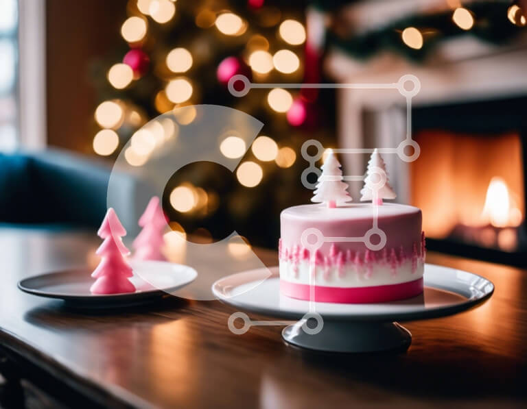 Σετ των 2 Intra Συλλεκτικό Ξύλινο Παζλ Plywood  4mm - Γιορτινή λευκή τούρτα με ροζ πάγωμα και κερί Σε Ξύλινο Κουτί - Διαστάσεις: 10x10 cm – 25 κομμάτια